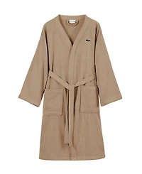Lacoste Home Logo Patch 100% Cotton Pique Bath Robe