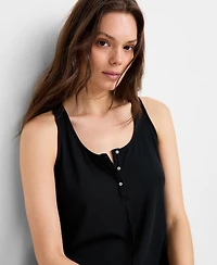 State of Day Women's Racerback Ribbed Henley Romper, Exclusively at Macy's
