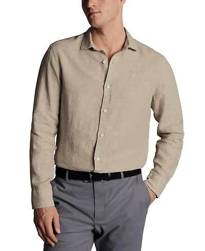 Charles Tyrwhitt Men's Slim Fit Long Sleeve Linen Button-Front Shirt