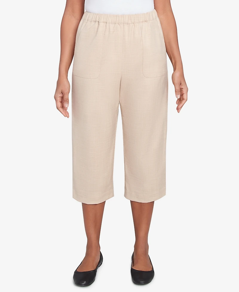 Alfred Dunner Women's Catalina Island Patch Pocket Elastic Waistband Capri Pants