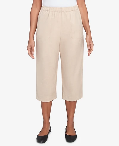 Alfred Dunner Women's Catalina Island Patch Pocket Elastic Waistband Capri Pants