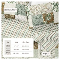 Linery & Co. All Season Floral Stitched Quilt Set with Shams - Floral grid
