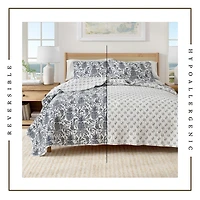 Linery & Co. Cotton Stitched Reversible Coastal Quilt and Sham Set