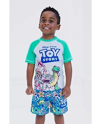 Toy Story Boys Disney Pixar Pullover Rash Guard and Swim Trunks Outfit Set