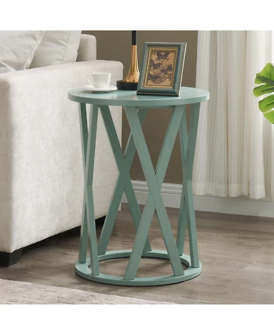 Kings Brand Furniture Emma Side End Table - Modern Round Farmhouse Accent for Living Room, Bedroom, Office