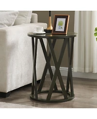 Kings Brand Furniture Emma Side End Table - Modern Round Farmhouse Accent for Living Room, Bedroom, Office