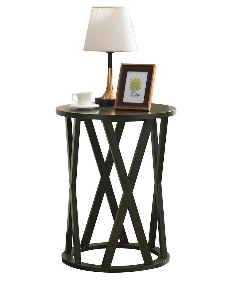 Kings Brand Furniture Emma Side End Table - Modern Round Farmhouse Accent for Living Room, Bedroom, Office