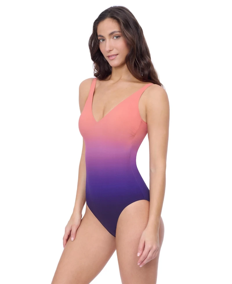 Profile by Gottex Women's Splendor Ombre V Neck One Piece