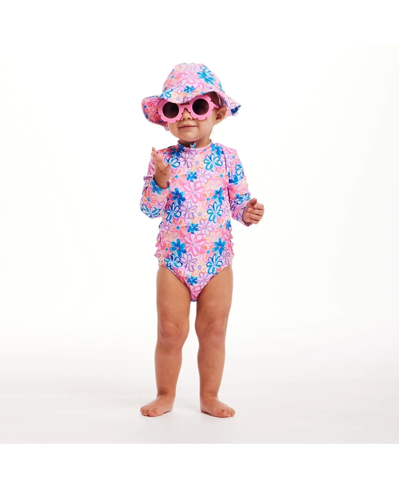 Andy & Evan Baby Girls Floral Print Rashguard w/Hat