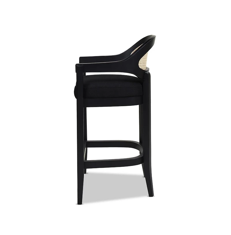 Mid-Century Modern 26" Counter Stool, 1PK Cane Back Bar Chair, Solid Oak Frame for Kitchen Island & Home Bar-The Pop