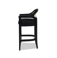 Mid-Century Modern 26" Counter Stool, 1PK Cane Back Bar Chair, Solid Oak Frame for Kitchen Island & Home Bar-The Pop