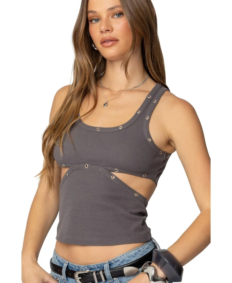 Edikted Women's Imogen Cut Out Ribbed Tank Top