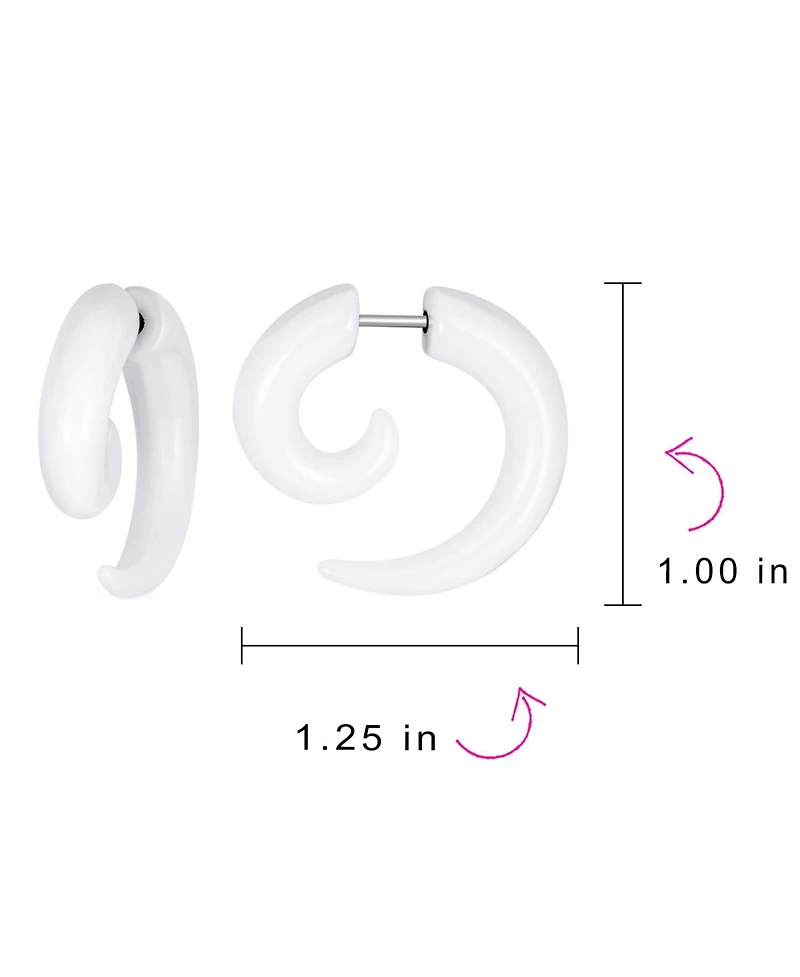 Bling Jewelry Round Swirl Spiral Tribal Fake Faux Ear Plug Taper Earrings Acrylic Resin Steel