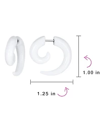 Bling Jewelry Round Swirl Spiral Tribal Fake Faux Ear Plug Taper Earrings Acrylic Resin Steel