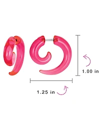 Bling Jewelry Round Swirl Spiral Tribal Fake Faux Ear Plug Taper Earrings Acrylic Resin Steel