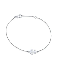 Bling Jewelry Nautical Ocean Sideways Boat Anchor Charm Anklet Ankle Bracelet .925 Sterling Silver Adjustable 9 To 10 Inch With Extender
