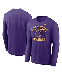 Nike Men's Purple Lsu Tigers Essential Baseball Arch Long Sleeve T-Shirt
