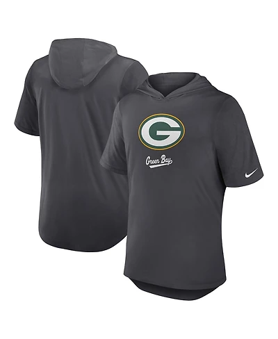 Nike Men's Anthracite Green Bay Packers Tri-Blend Performance Hoodie T-Shirt