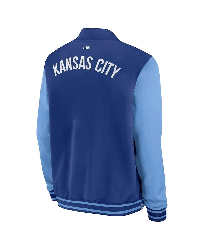 Nike Men's Royal/Light Blue Kansas City Royals Authentic Collection Dugout Full-Zip Bomber Jacket