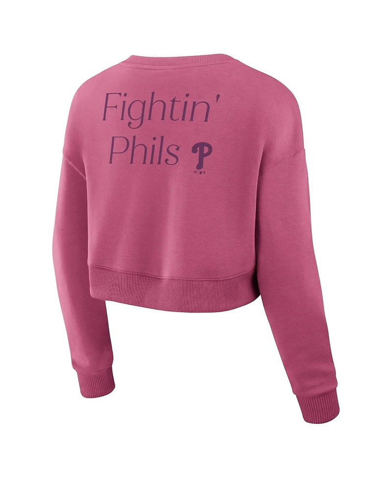Fanatics Women's Pink Philadelphia Phillies Relax Studio Cropped Pullover Sweatshirt