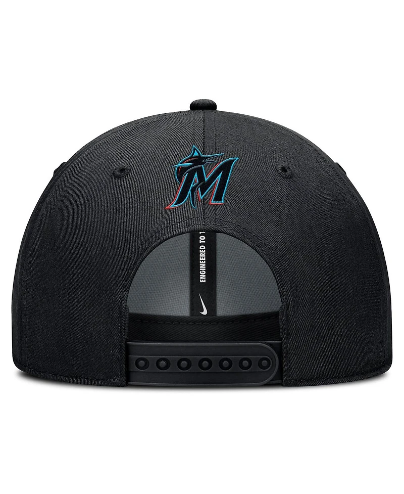 Nike Men's Black Miami Marlins Rise Gaberdine Adjustable Hat