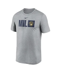 Nike Men's Heather Gray Milwaukee Brewers Tricode Legend T-Shirt