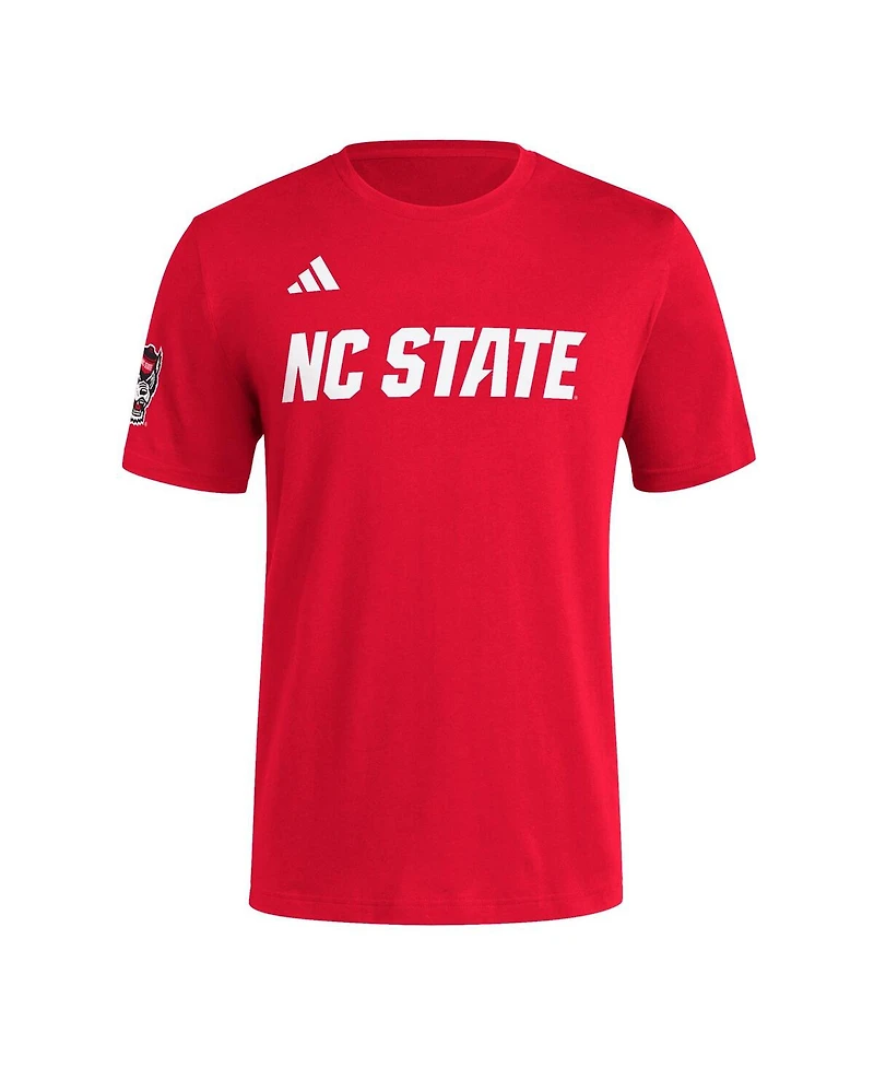Adidas Men's Red Nc State Wolfpack Fresh Wordmark T-Shirt