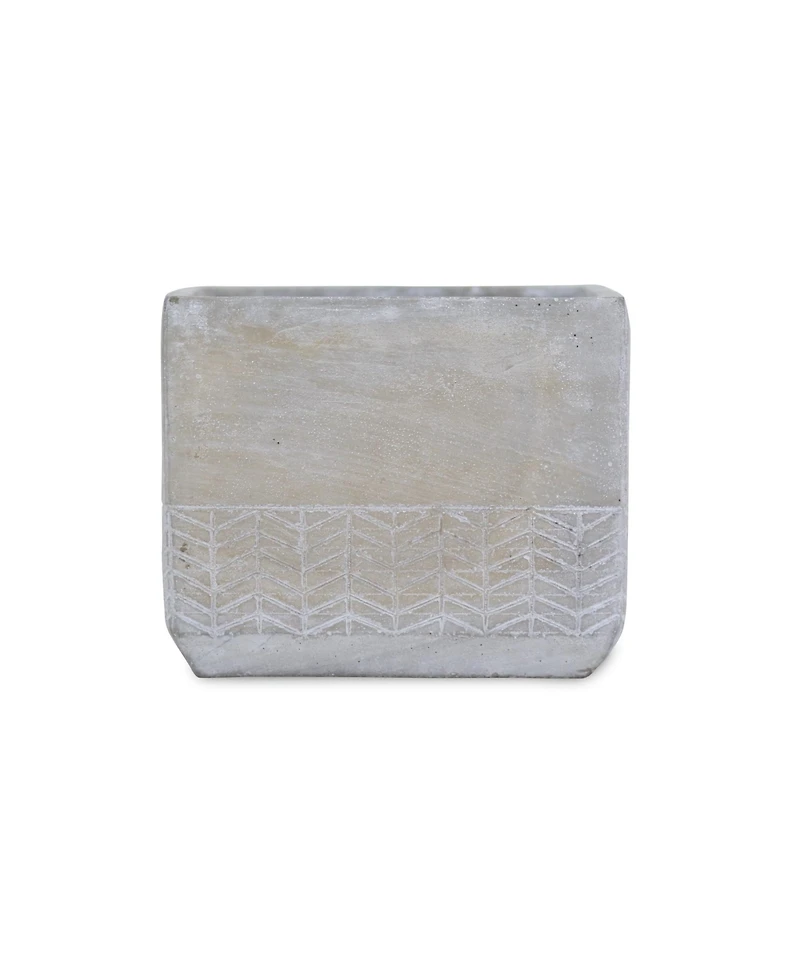 Cement Square Pot Planter with Chevron Design – Indoor/Outdoor Use