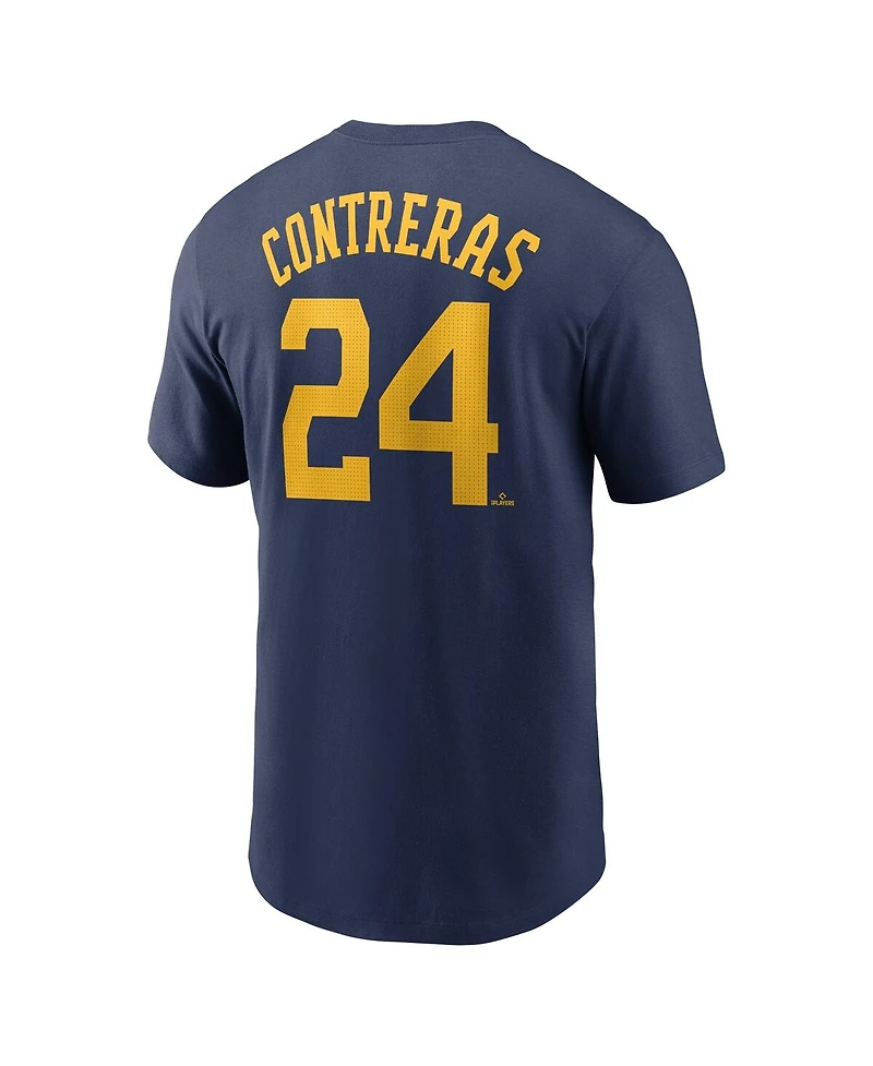 Nike Men's William Contreras Navy Milwaukee Brewers Fuse Name Number T-Shirt