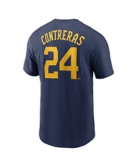 Nike Men's William Contreras Navy Milwaukee Brewers Fuse Name Number T-Shirt