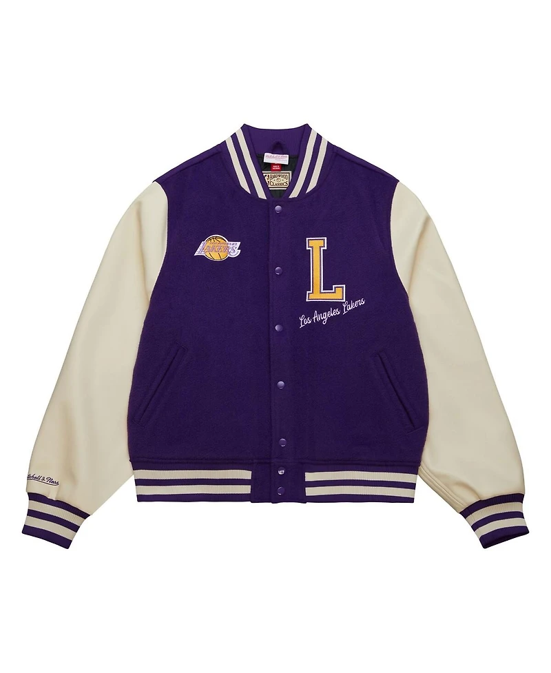 Mitchell & Ness Men's Purple Los Angeles Lakers Hardwood Classics Varsity Full-Snap Jacket