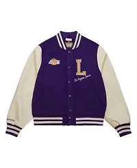 Mitchell & Ness Men's Purple Los Angeles Lakers Hardwood Classics Varsity Full-Snap Jacket
