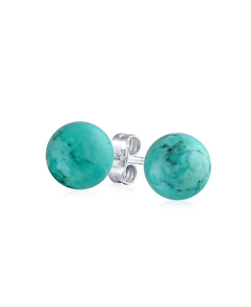Bling Jewelry Simple Dyed Natural Red Coral Ball Round Stud Earrings Sterling Silver 10MM