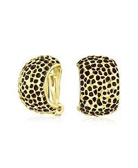 Bling Jewelry Fashion Speckle Hammered Leopard Half Hoop Clip On Earrings Matte Silver Gold Plated For Non Pierced Ears