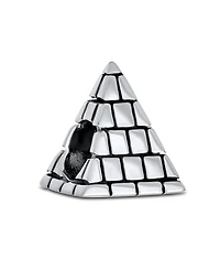 Bling Jewelry Traveler Vacation Tourism Landmark Egyptian Pyramid Charm Bead Oxidized .925 Sterling Silver