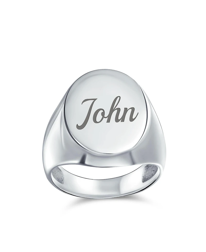 Bling Jewelry Large Basic Simple .925 Sterling Silver Oval Signet Ring Shiny Finish