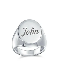 Bling Jewelry Large Basic Simple .925 Sterling Silver Oval Signet Ring Shiny Finish