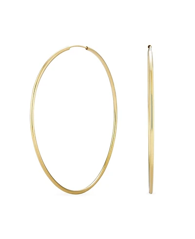 Bling Jewelry Timeless Minimalist Endless Continuous Lightweight Simple Thin 2-3mm Tube Hoop Earrings Gold Plated Finish 1.75,2