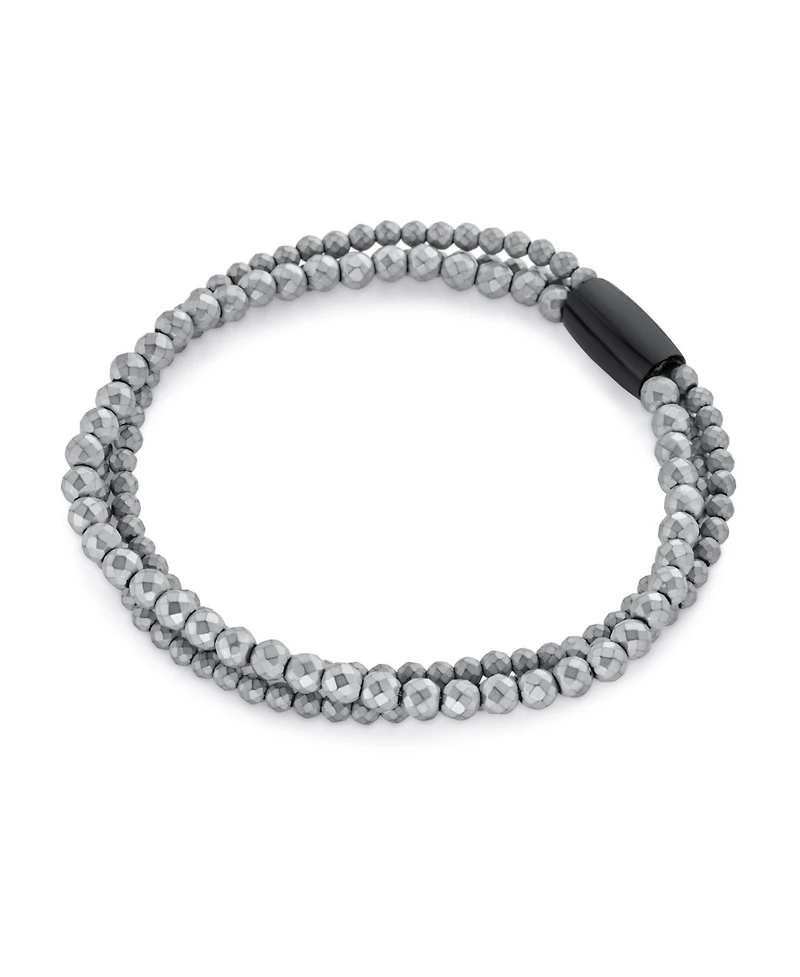Bling Jewelry Stacked Fashion Metallic Grey Faceted Multi Strand Hematite Bead Bracelet Energy Therapy Bracelet Stress Anxiety Bracelet
