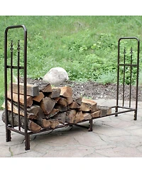 Indoor/Outdoor Powder-Coated Steel Fire Pit or Fireplace Firewood Log Rack Holder - 6'