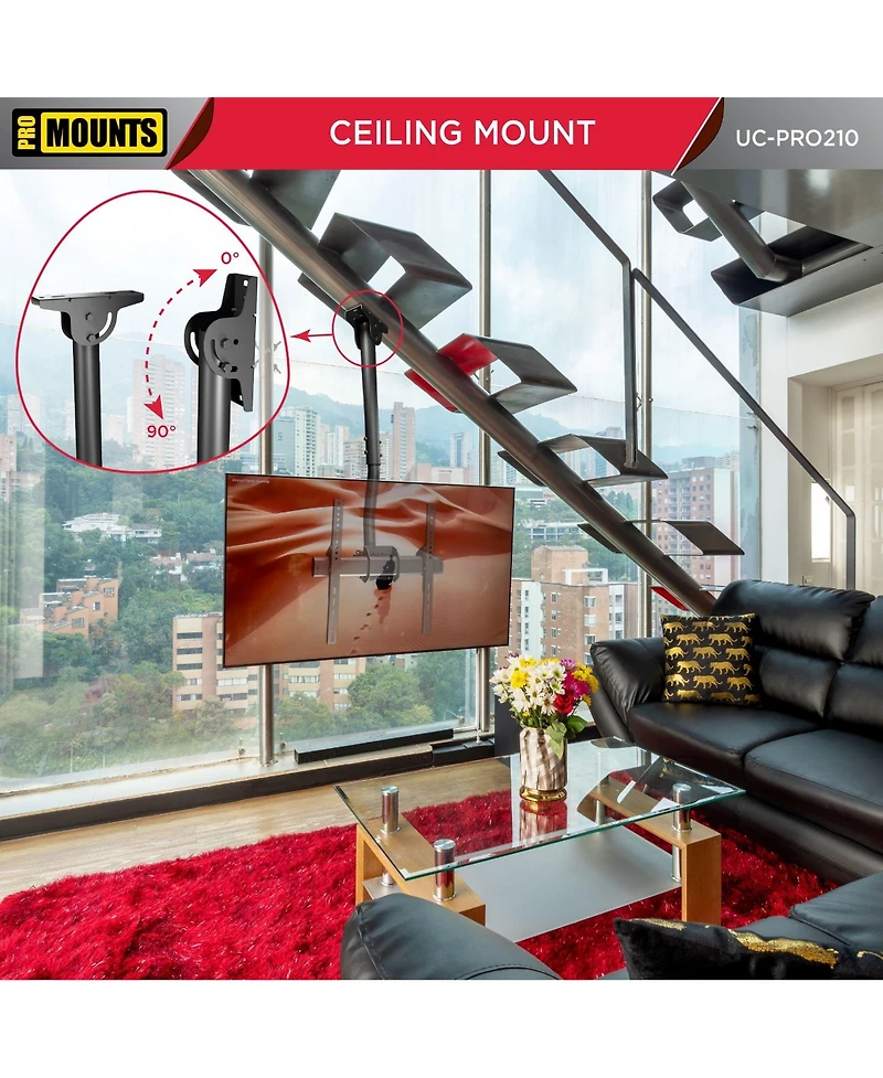 ProMounts Premium Ceiling Tv Mount Fits Most 24-55 inch, Holds 110 lbs