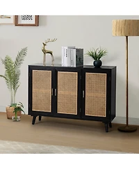 Mid-century Modern Pidcock Contemporary Door Accent Cabinet with Rattan