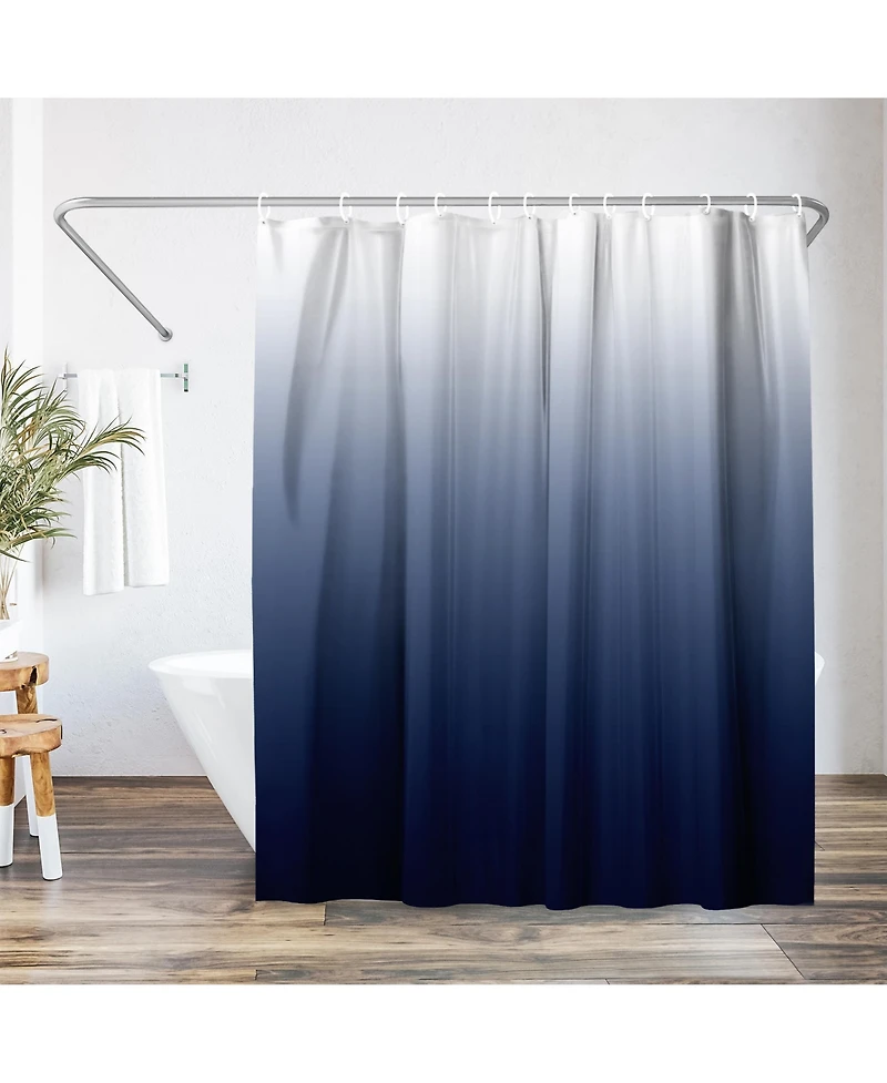 Americanflat 71x74 Ombre Blue Shower Curtain - Water Resistant - Polyester Fabric