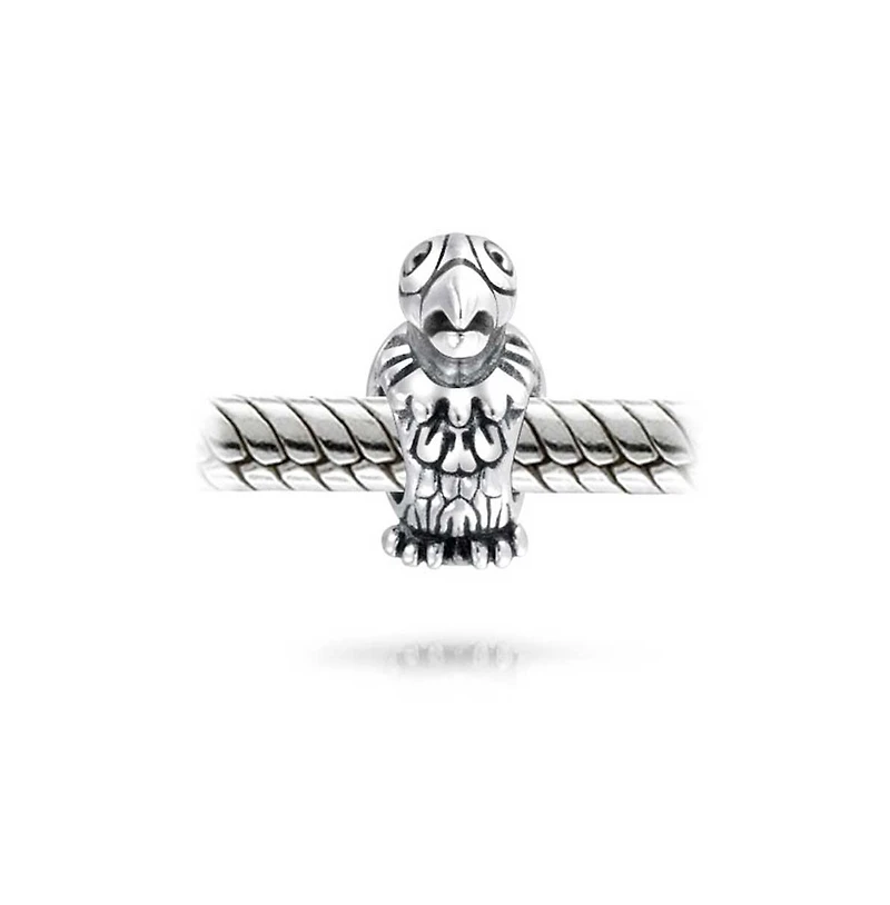 Bling Jewelry Polly Tropical Bird Parrot Charm Bead Oxidized .925 Sterling Silver