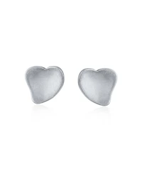 Bling Jewelry Minimalist Heart Shaped Stud Earrings Concaved Curved .925 Sterling Silver
