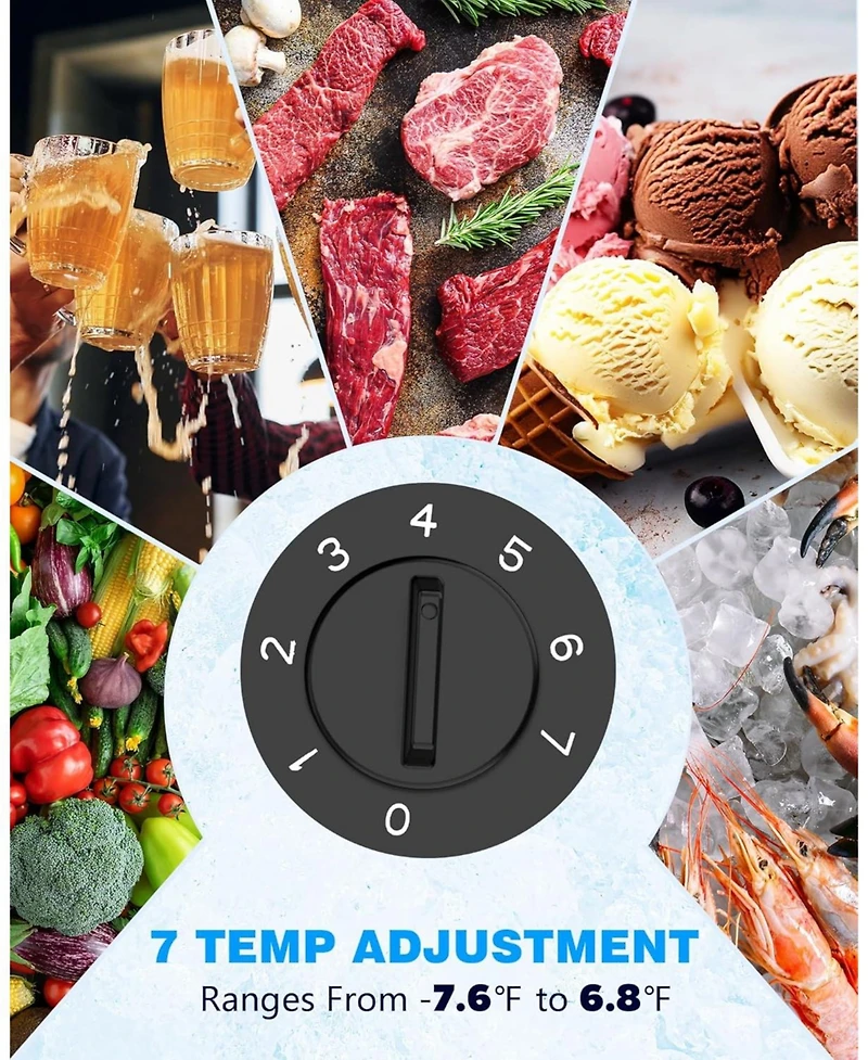 Cowsar 3.5 Cu.Ft Chest Freezer with Removable Basket and Bottom Defrost Water Drain Freestanding Top Open Door, Deep Freezer, Mini Freezer with Adjust