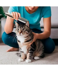 Ocean Plastic by Pt Beige Double-Sided Oval Grooming Brush, Eco-Friendly Pet Brush for Dogs and Cats