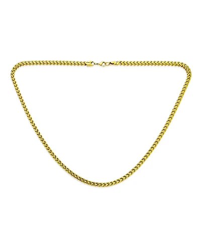 Bling Jewelry Stylish and Durable: 14K Gold Plated Silver Tone Black Stainless Steel Heavy Duty Biker Jewelry Necklace Solid 5MM Curb Wheat Link Foxta