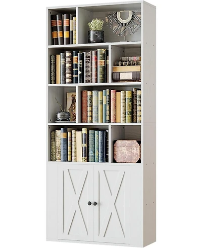 Bookcase with Doors, Tall Bookshelf with Storage, Bookshelves