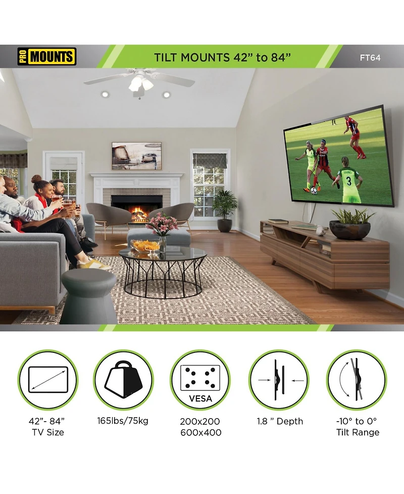 ProMounts Tilt Tv Wall Mount for TVs 42"